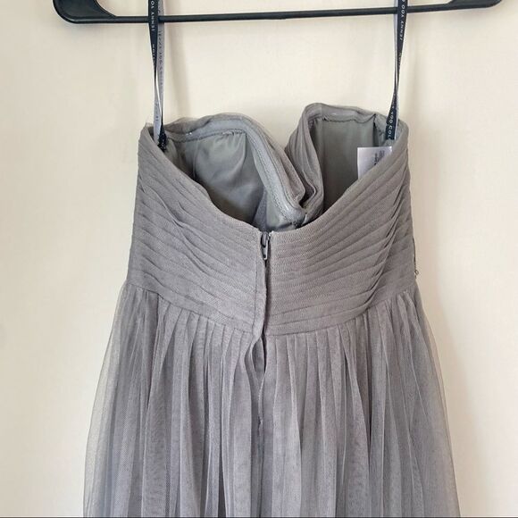 Jenny Yoo Collection Pleated Chiffon Charcoal Gray Tulle Dress Size 8 - Picture 7 of 15